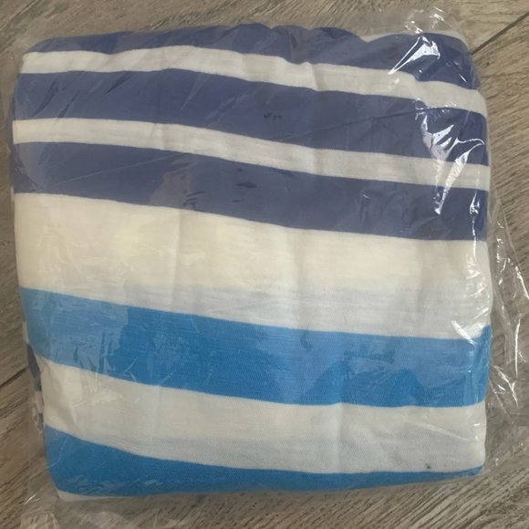 NWT LANDS' END SHORT SLEEVE DOUBLE BINDING V-NECK TEE BLUE BAY MULTI STRIPE PS - Picture 5 of 5